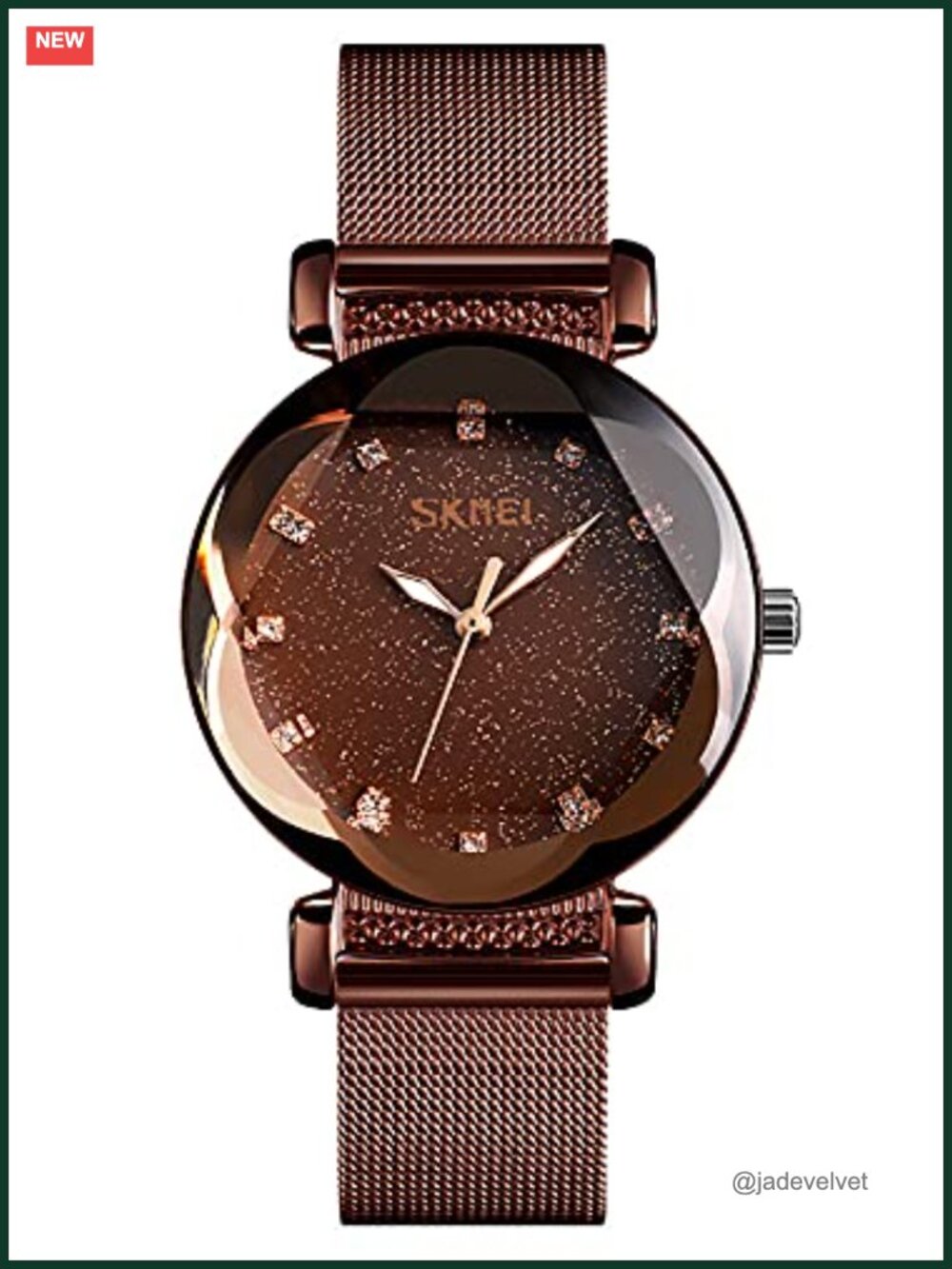 Gosasa Womens Quartz Watch Crystal Dial Stainless Steel Mesh Band Elegant